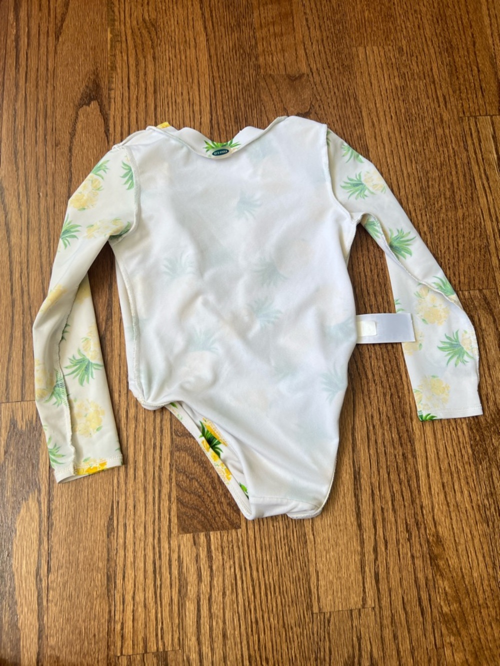 Old Navy Girls White Long-Sleeve One-Piece Swimsuit with Yellow Pineapple Print - Picture 7 of 8